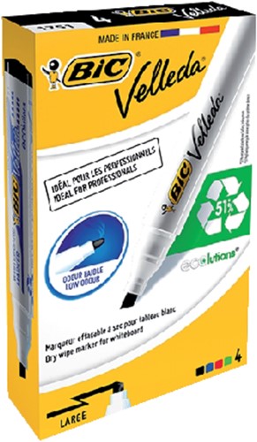 Whiteboardmarker Bic 1751 schuin L assorti 4 Stuk