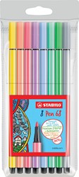 Viltstift STABILO Pen 68/8 M pastel ass 8st 8 Stuk