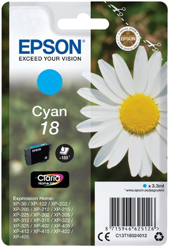Inktcartridge Epson 18 T1802 blauw 1 Stuk