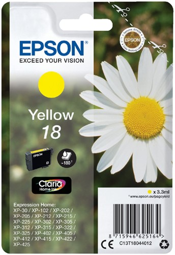 Inktcartridge Epson 18 T1804 geel 1 Stuk