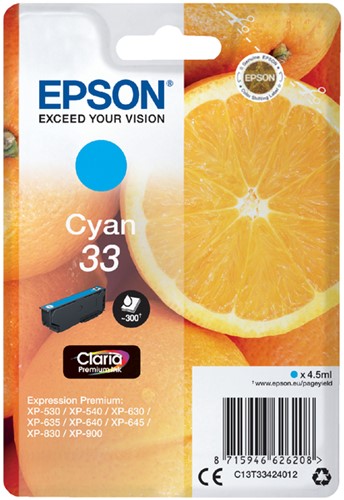 Inktcartridge Epson 33 T3341 blauw 1 Stuk