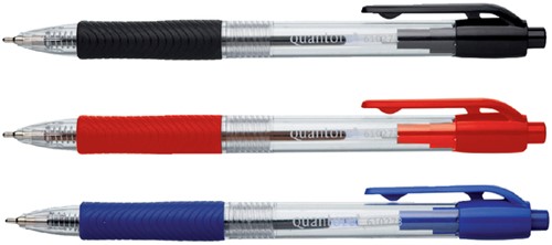 Balpen Quantore rubberen grip drukknop blauw 1 Stuk-3