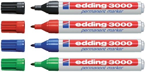 Viltstift edding 3000 rond 1.5-3mm blist4 assorti 4 Stuk-2