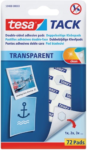 Kleefpads tesa TACK dubbelzijdig transparant 72st 72 Stuk