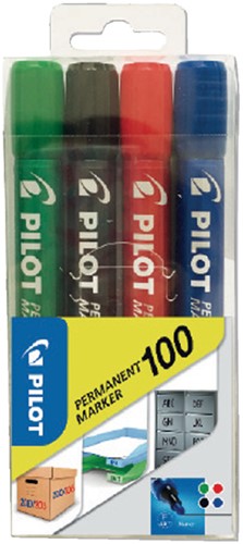 Viltstift PILOT SCA-100 rond F assorti 4 Stuk