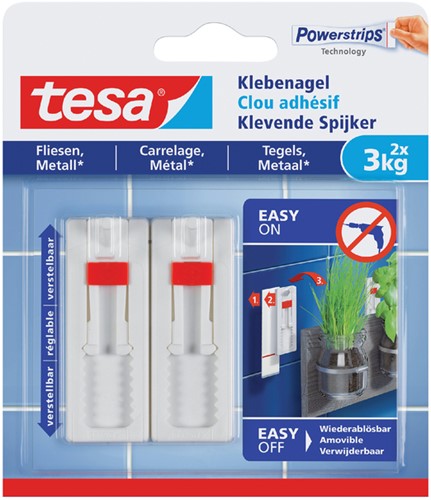 Klevende spijker tesa tegels metaal 3kg verstelb 2 Stuk