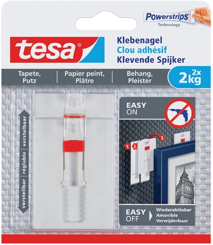 Klevende spijker tesa behang pleister 2kg verstelb 2 Stuk