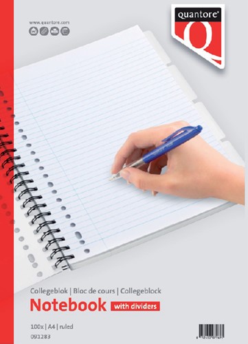 Collegeblok Quantore A4 lijn 23-gaats 4tabs 100vel 1 Stuk-3