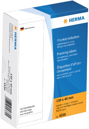 Frankeeretiket HERMA 4330 130x40mm 500stuks 500 etiket
