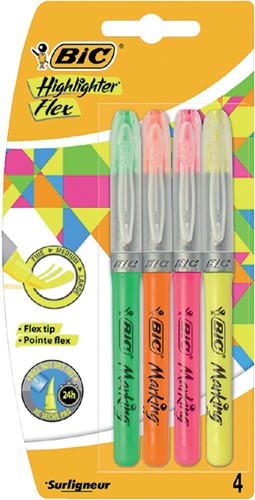 Markeerstift Bic flex assorti 4 Stuk