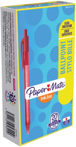 Balpen Papermate Inkjoy 100 RT M rood 1 Stuk-2