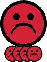 Magneet smiley 50mm emotie bedroefd rood 5 stuks 5 Stuk