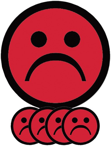Magneet smiley 75mm emotie bedroefd rood 5 stuks 5 Stuk