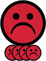 Magneet smiley 25mm emotie bedroefd rood 5 stuks 5 Stuk