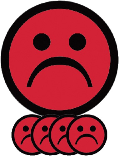Magneet smiley 25mm emotie bedroefd rood 5 stuks 5 Stuk