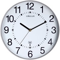 Wandklok Unilux Wave radio dia 30cm zilvergrijs/wt 1 Stuk
