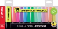 Markeerstift STABILO BOSS bureauset 70/15 15st ass 15 Stuk