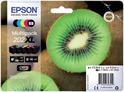 Inktcartridge Epson 202XL T02G74 zwart +3 kl +f-zw 5 Stuk