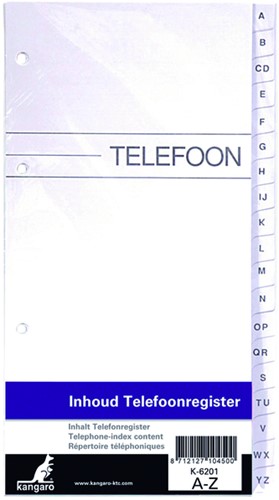 Telefoonalbum Kangaro navulling A-Z 200x100mm 4r 1 Stuk