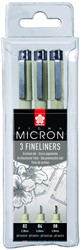 Fineliner Sakura Pigma Micron 3 breedtes zwart 3 Stuk