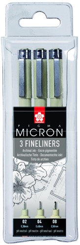 FINELINER SAKURA PIGMA MICRON ZWART 3 Stuk
