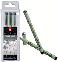 FINELINER SAKURA PIGMA MICRON ZWART 3 Stuk-2