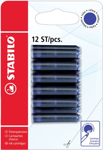 Inktpatroon STABILO blauw 12 Stuk