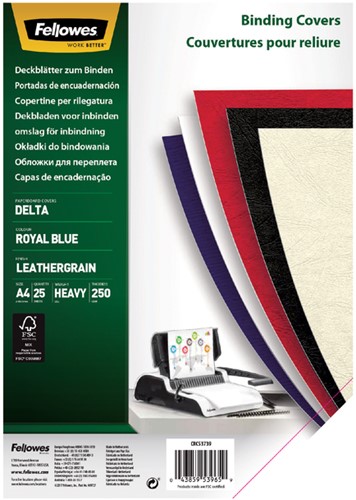 Voorblad Fellowes A4 lederlook royal blauw 25 Stuk
