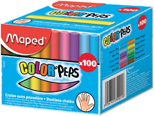Schoolbordkrijt Maped Color'Peps ds 100st assorti 100 Stuk