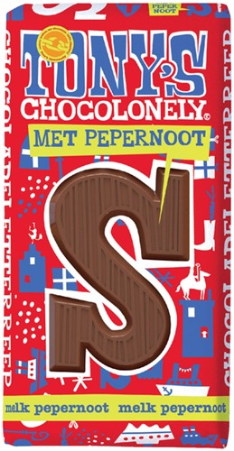 Chocoladeletter Tony Chocolonely melk pepernoot S 1 Stuk