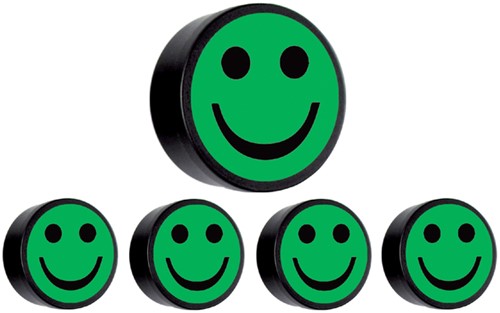 Magneet smiley 35mm groen 5 stuks 5 Stuk