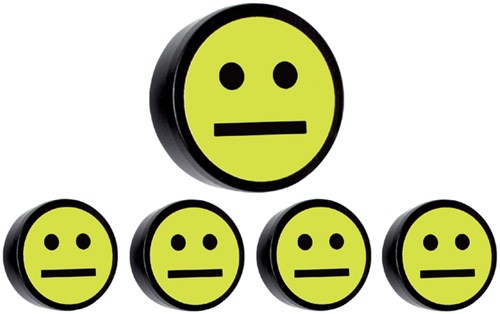 Magneet smiley 35mm geel 5 stuks 5 Stuk