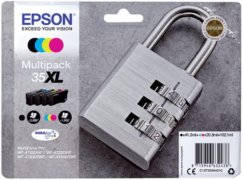 Inktcartridge Epson 35XL T3596 zwart + 3 kleuren 1 Stuk