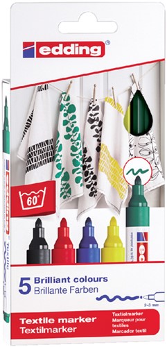 Textielmarker edding 4500 rond 2-3mm basis ass 5st 5 Stuk