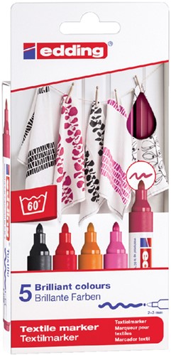 Textielmarker edding 4500 rond 2-3mm warm ass 5st 5 Stuk