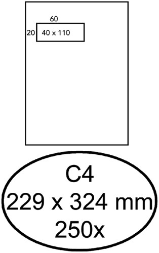 Envelop Hermes akte c4p vl 4x11 zk 120gr 250st 250 Stuk