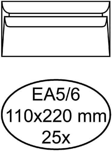 Envelop Quantore bank EA5/6 110x220 80gr zk wt 25 Stuk