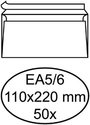 Envelop Hermes bank EA5/6 110x220 zk 50st wit 50 Stuk