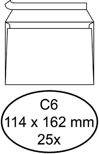 Envelop Quantore bank C6 114x162 80gr zk wt 25 Stuk
