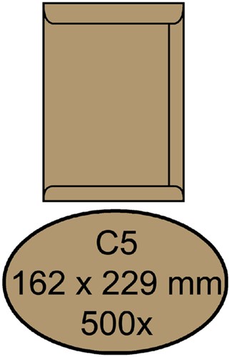 Envelop Quantore akte C5 162x229mm bruinkraft 90g 500 Stuk