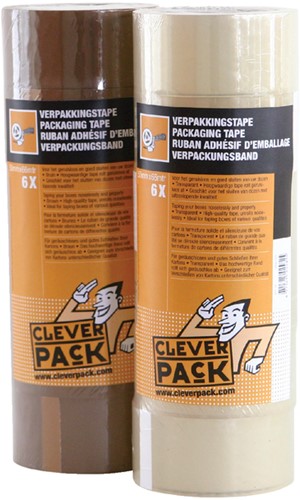 Verpakkingstape CleverPack 48mmx66m PP bruin 6 rol 6 Rol-2