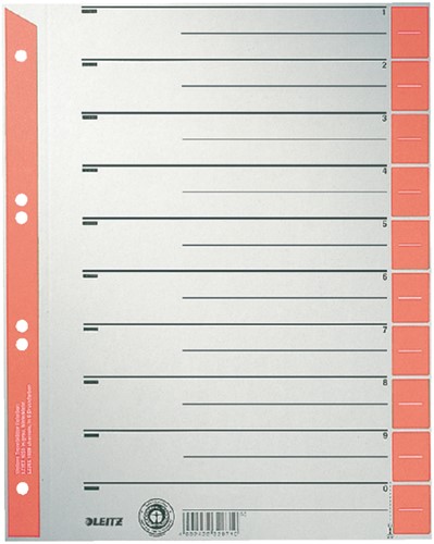 SCHEIDINGSBLADEN LEITZ 1652 KARTON A4 230GR ROOD 100 Stuk