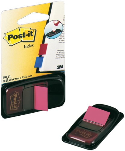 Indextabs Post-it 680 25.4x43.2mm felroze 50 Stuk