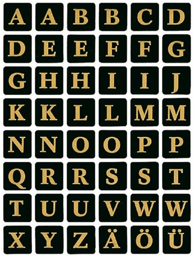Etiket HERMA 4130 13x13Mm letters A-Z zw op gd 2 Vel