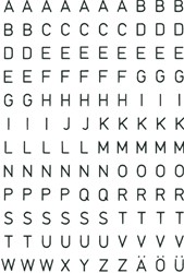 Etiket HERMA 4154 5mm letter A-Z zwart op transp 2 Vel
