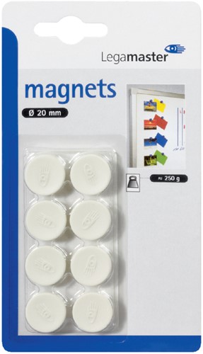 Magneet Legamaster 20mm 250gr wit 8 stuks 8 Stuk