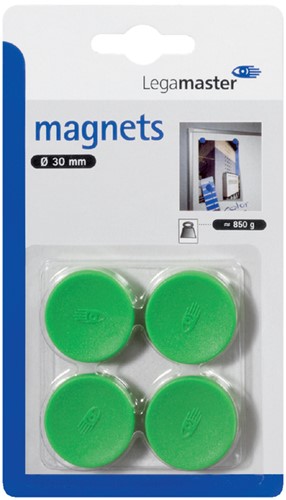Magneet Legamaster 30mm 850gr groen 4 stuks 4 Stuk