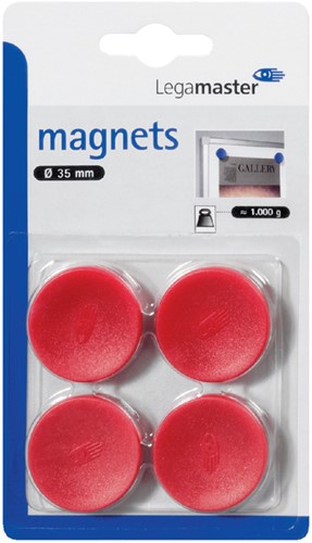 Magneet Legamaster 30mm 850gr rood 4 stuks 4 Stuk