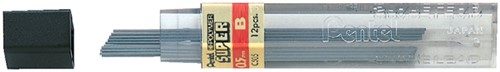 Potloodstift Pentel B 0.5mm 12st zwart 12 Stuk