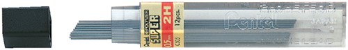 Potloodstift Pentel 2H 0.5mm 12st zwart 12 Stuk